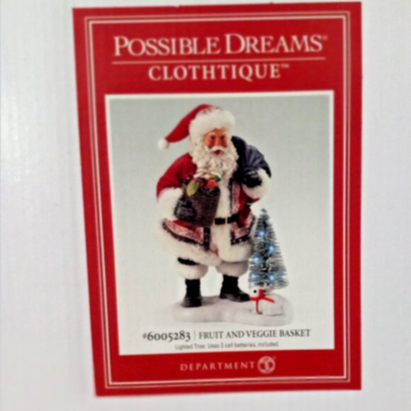 Santa Fruit and Veggie Basket NIB Decor Dept 56 #6005283 Lighted Tree - Picture 2 of 6